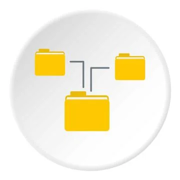 Folders on computer icon, flat style 스톡 일러스트