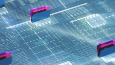 Folders, data and files with binary code data protection concept, business Stock Footage 282429746