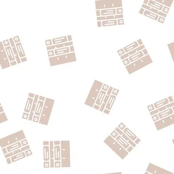 Folders with documentation stationery glyph vector seamless pattern Stock Illustration
