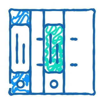 Folders with documentation stationery icon doodle illustration Stock Illustration