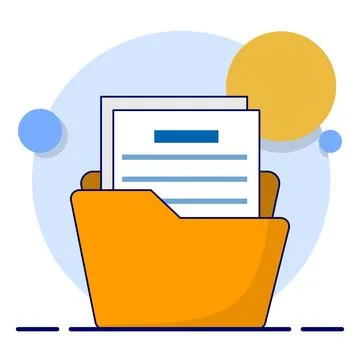 Folders with documents, file management administration, data archiving Illustrazione stock