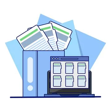 Folders with documents, file management administration, data archiving Illustrazione stock