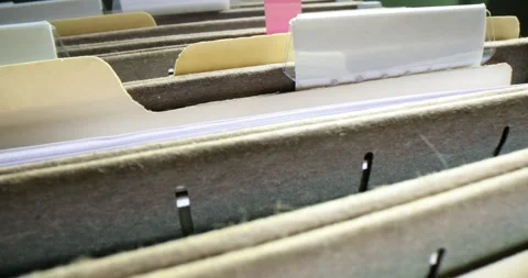 Folders with financial documents are placed in boxes Stock Footage 259012817