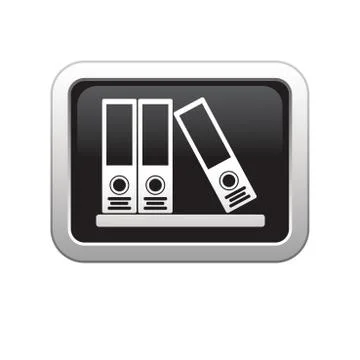 Folders icon on black silver button Stock Illustration