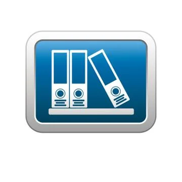 Folders icon on blue with silver rectangle Illustrazione stock