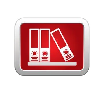 Folders icon on red silver button Stock Illustration