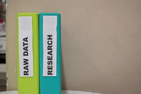 Folders with the label Raw data and research. Business management concept 写真素材