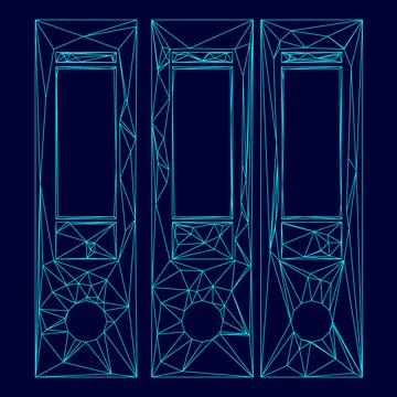 Folders low poly triangulation triangulated polygonal electric cyan blue vibr Stock Illustration