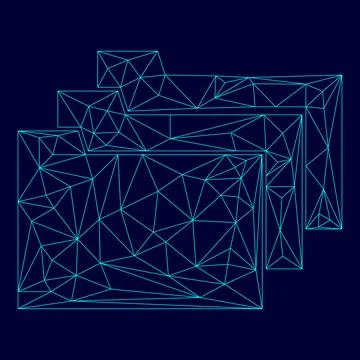Folders low poly triangulation triangulated polygonal electric cyan blue vibr Stock Illustration