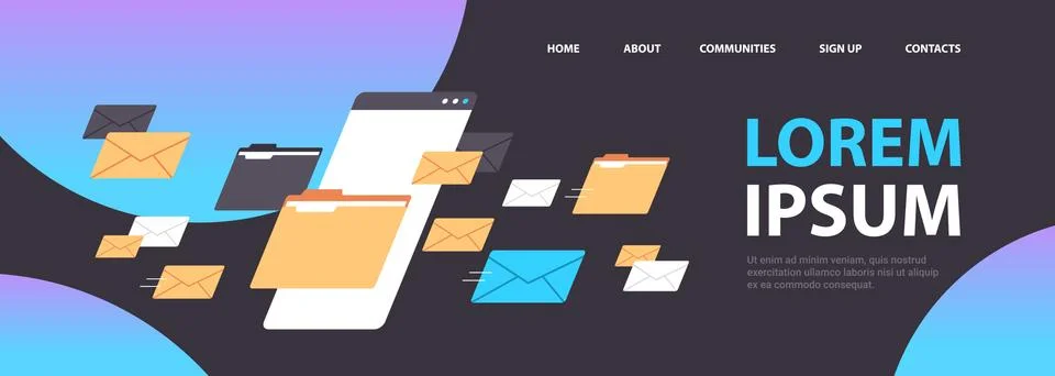Folders mail envelopes cloud internet data file icon documents browser window Stock Illustration