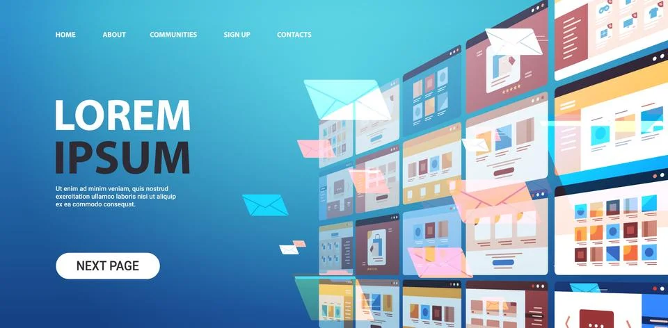 Folders mail envelopes cloud internet data file icon documents browser window Stock Illustration