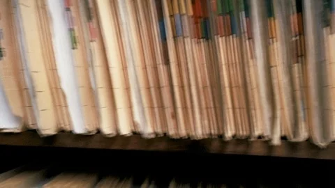 Folders With Medical Records On Shelves Stock Footage