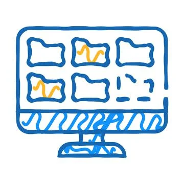 Folders of operating system icon doodle illustration Stock Illustration
