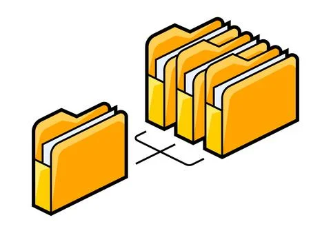 Folders for paper icon in isometry. Image for website, app, logo, UI design. Stock Illustration