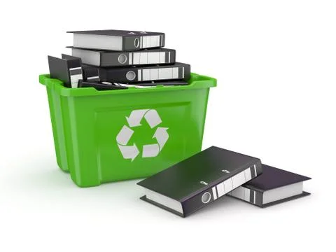 Folders in recycle bin. 3d Stock Illustration