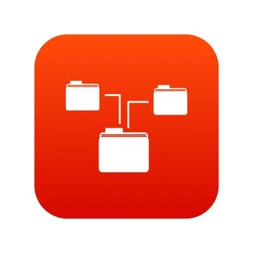Folders structure icon digital red Stock Illustration
