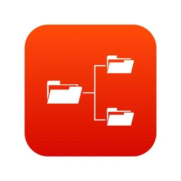 Folders structure icon digital red Stock Illustration