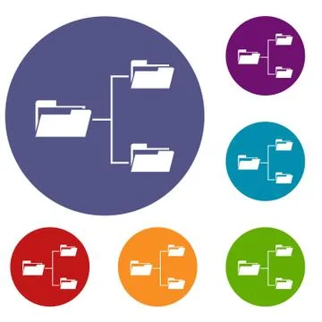 Folders structure icons set Stock Illustration