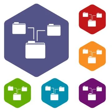 Folders structure icons set Stock Illustration