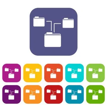 Folders structure icons set Stock Illustration