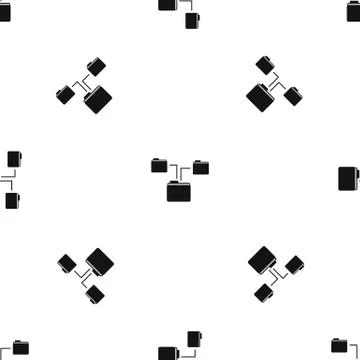 Folders structure pattern seamless black Stock Illustration