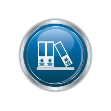 Folders symbol on blue silver button Stock Illustration