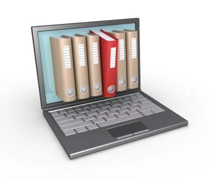 Folders through laptop Stock Illustration