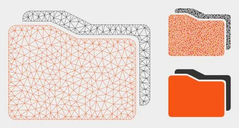Folders Vector Mesh 2D Model and Triangle Mosaic Icon Stock Illustration