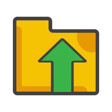 Folderw with upload folder illustration. Flat vector icon.... Stock Illustration