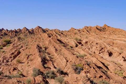 Folding and natural hexagonal column of the mountains, canyon of Cuesta Del Stock Photos