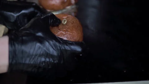 Folding and serving burger straight from the grill. Electric grill. Cooking meat Stock Footage 161117748