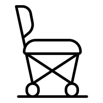 Folding baby stroller icon, side view of empty pram with wheels Stock Illustration
