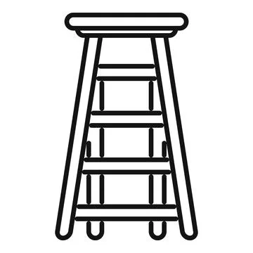 Folding bar stool with three steps and rounded seat Illustrazione stock
