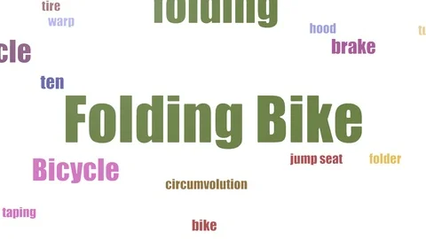 Folding Bike Tag Cloud Animated Isolated On White Video stock 107228065