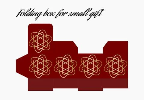 Folding box template, container for small gift, template with print patterns in Stock Illustration