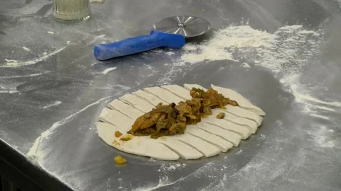 Folding Calzone Dough Video stock 131985711