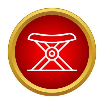 Folding camping stool icon on a red button Stock Illustration