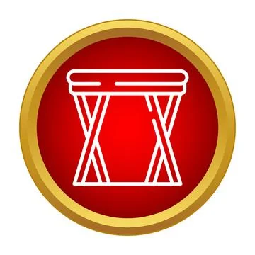Folding camping stool red circle line icon Stock Illustration