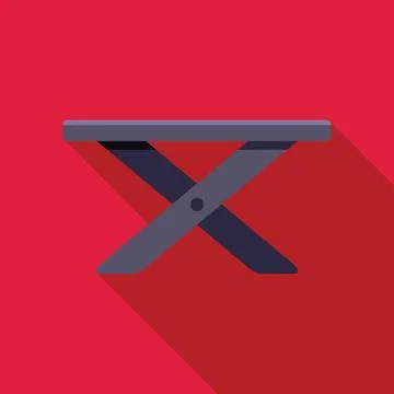 Folding camping table on red background with long shadow Stock Illustration