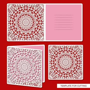 Folding card with a carved pattern.  Stock Illustration