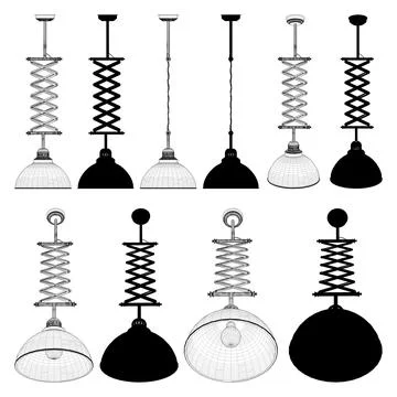 Folding Ceiling Luster Chandelier Vector. 스톡 일러스트
