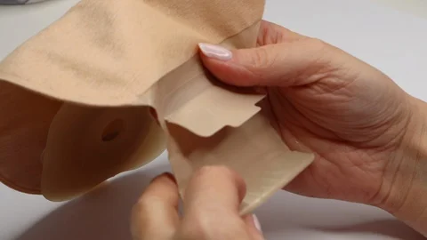 Folding colostomy bag, supply needed after colostomy surgery Video stock 122122641