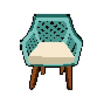 Folding deck chair pixel art vector illustration Stock Illustration