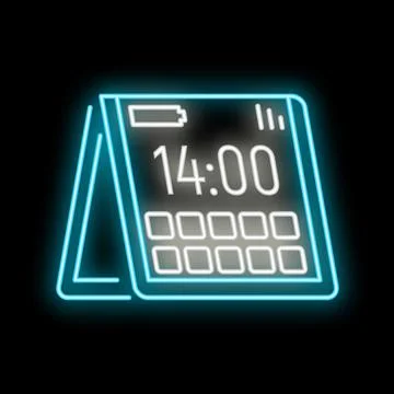 Folding device showing digital time and app icons イラスト素材