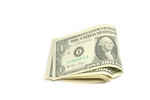 Folding dollar bills isolated Stock Photos
