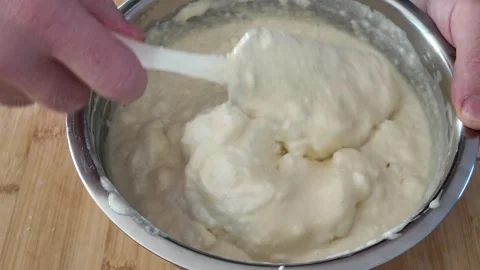 Folding Egg Whites into Waffle Batter Stock-Footage 347907927