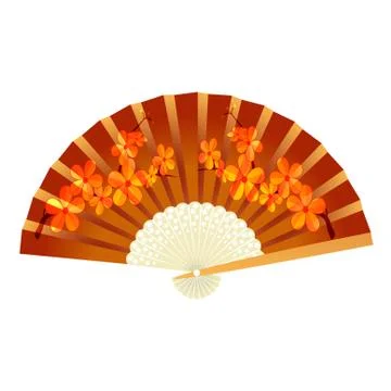 Folding fan. With pattern sakura. illustration Stock Illustration