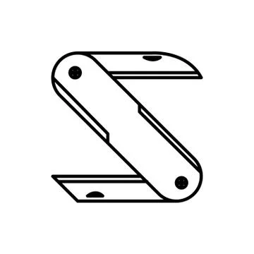 Folding Knife Adventure Thin Line Icon Design Stock Illustration