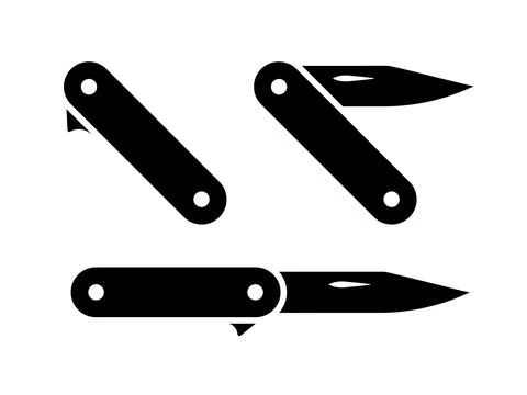 Folding knife icon. Pocket knife vector illustration. Sharp blade opener sy.. Stock Illustration