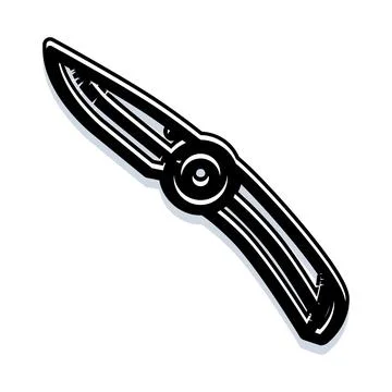 Folding knife with sharp blade and handle Illustration